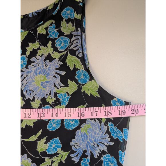 Vtg 1990s Silk Floral Midi Dress Womens Large Allison Taylor Dark Fairy Grunge - Picture 8 of 9